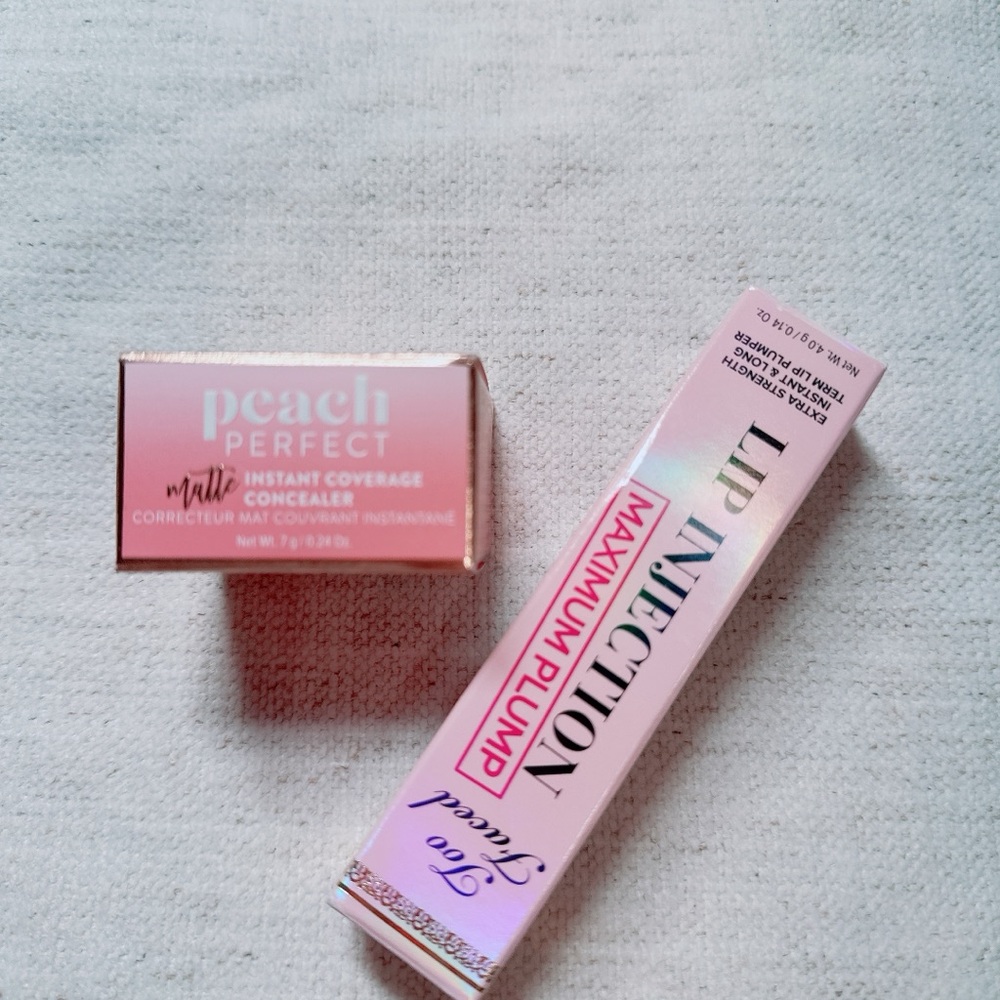 NEW Too faced peach perfect concealer /lip injections plump bundle /NWB